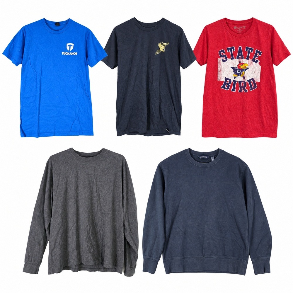 Mixed Brands Lot of 5 Men's M Tops Gildan Hurley LLBean Sweatshirt T-Shirts
